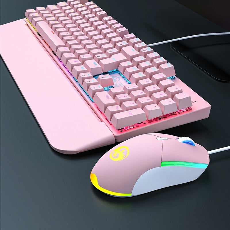 Kit Teclado + Mouse Mecanico Abnt2 Gamer Led Rgb Iluminado Switch Blue Portugues Brasil Bk-03