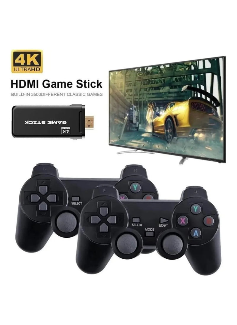 Game Stick 4k hd console de videogame retro 64g + 10000 jogos para ps1/fc/gba controle sem fio