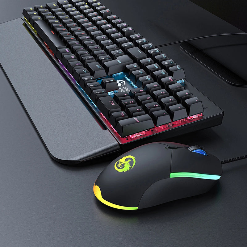 Kit Teclado + Mouse Mecanico Abnt2 Gamer Led Rgb Iluminado Switch Blue Portugues Brasil Bk-03
