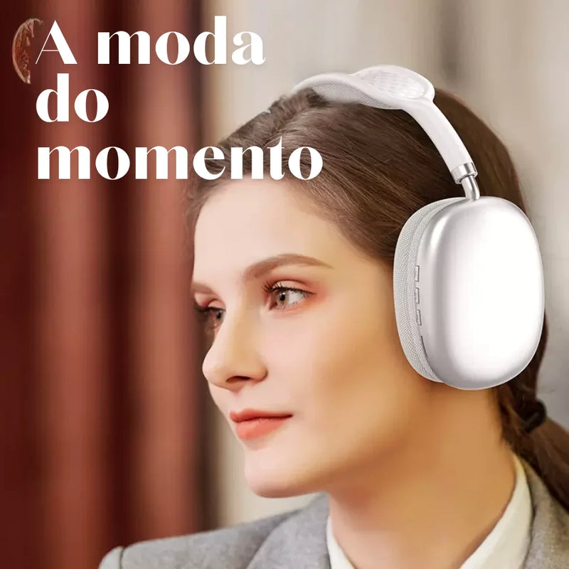 Fone de Ouvido Sem Fio P9 Bluetooth 5.0, Over-Ear, Estéreo, com Cancelamento de Ruído, Microfone Integrado, Conexão Auxiliar/Cartão TF, Compatível com Smartphones, Computadores e Laptops