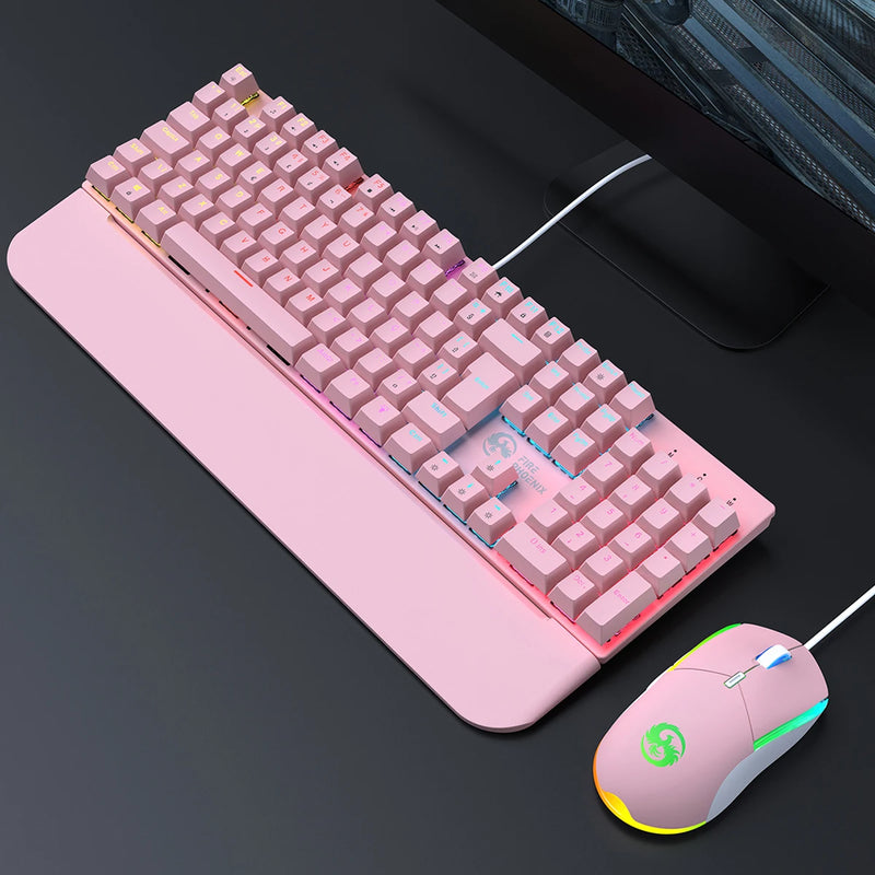 Kit Teclado + Mouse Mecanico Abnt2 Gamer Led Rgb Iluminado Switch Blue Portugues Brasil Bk-03