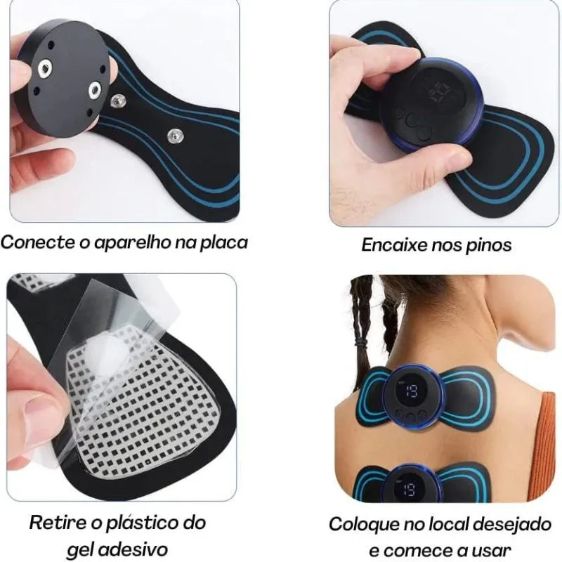 Mini EMS Massageador Estimulador Elétrico Portátil de Pescoço