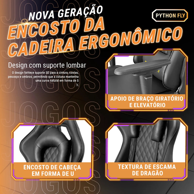 Cadeira Gamer Ergonômica – Conforto e Estilo para Longas Sessões