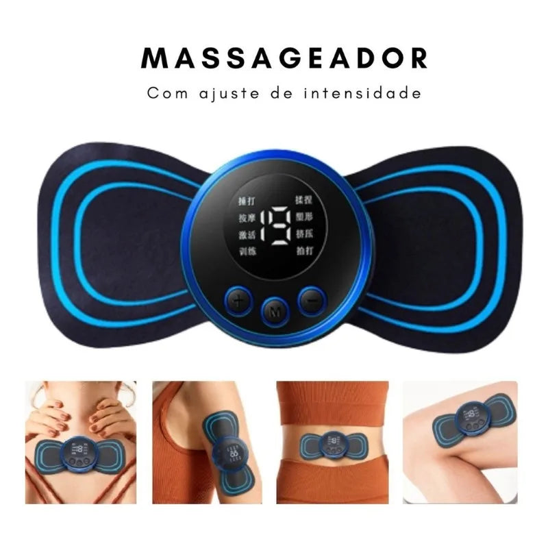 Mini EMS Massageador Estimulador Elétrico Portátil de Pescoço