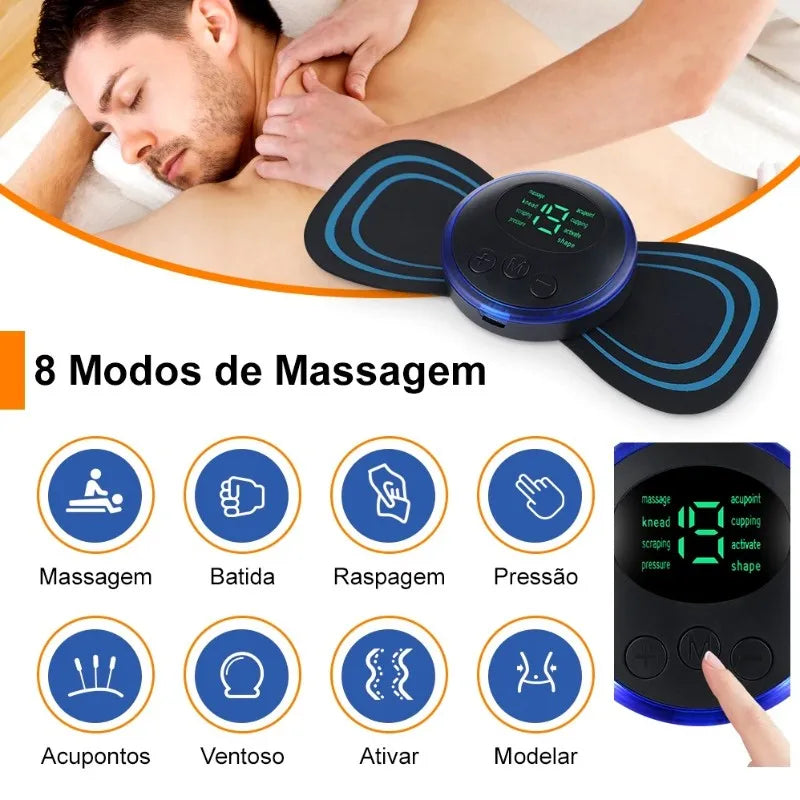 Mini EMS Massageador Estimulador Elétrico Portátil de Pescoço