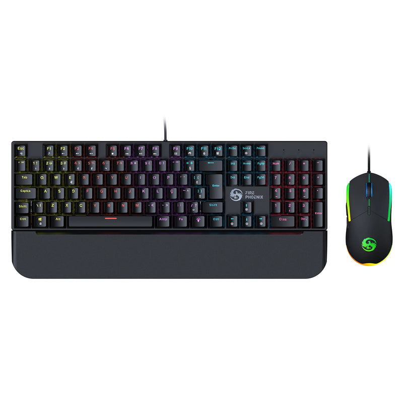 Kit Teclado + Mouse Mecanico Abnt2 Gamer Led Rgb Iluminado Switch Blue Portugues Brasil Bk-03