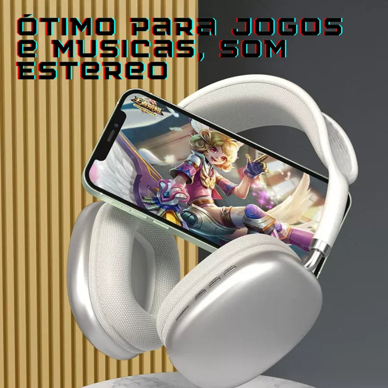 Fone de Ouvido Sem Fio P9 Bluetooth 5.0, Over-Ear, Estéreo, com Cancelamento de Ruído, Microfone Integrado, Conexão Auxiliar/Cartão TF, Compatível com Smartphones, Computadores e Laptops