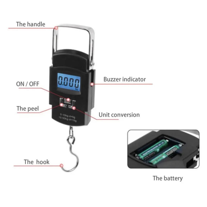 Digital Portable Balance Hand Luggage Luggage Fishing Up to 50kg