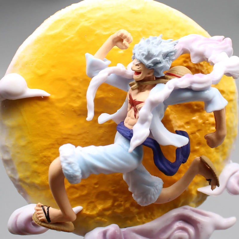 16cm Figura de Anime One Piece Moon Fairy Nika Monkey D Luffy Gear 5 com Luz da Lua Figura de Ação Gk Estátua Modelo Coleção Brinquedos