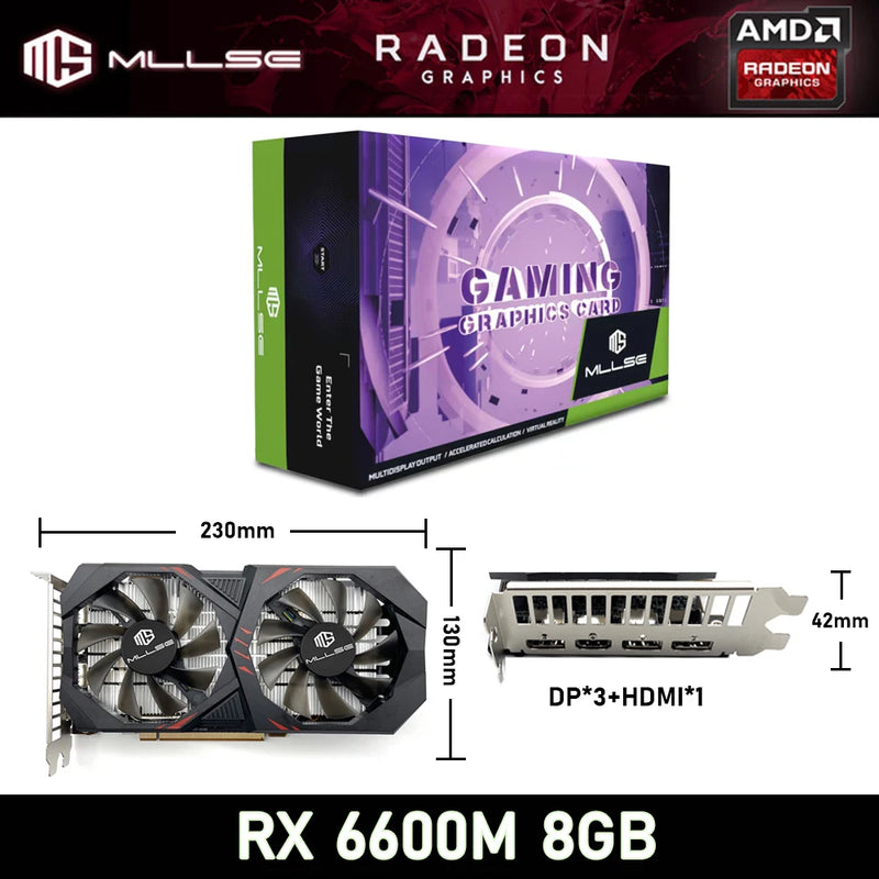 MLLSE AMD Radeon RX 6600M 8GB Placa de Vídeo Gráfica para Jogos GDDR6 128Bits 7nm Compatível com Desktop GPU Brasil