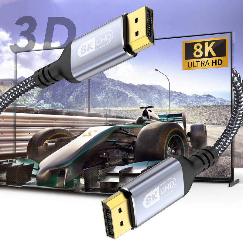 8K DP Cable DisplayPort Cable 1.4 High Speed Display Port Cord 8K@60Hz  G-Sync FreeSync 4K@144Hz 2K@240Hz HDR 10 32.4Gbps