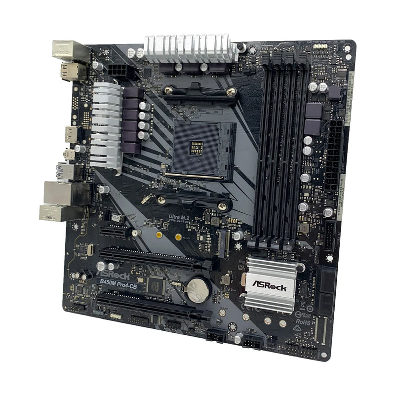 ASRock B450M Pro4 Motherboard AMD B450M Dual-channel DDR4 Memory AM4 Mainboard M.2 NVME (Supports Ryzen 5 5600 R7 5700X3D CPU)