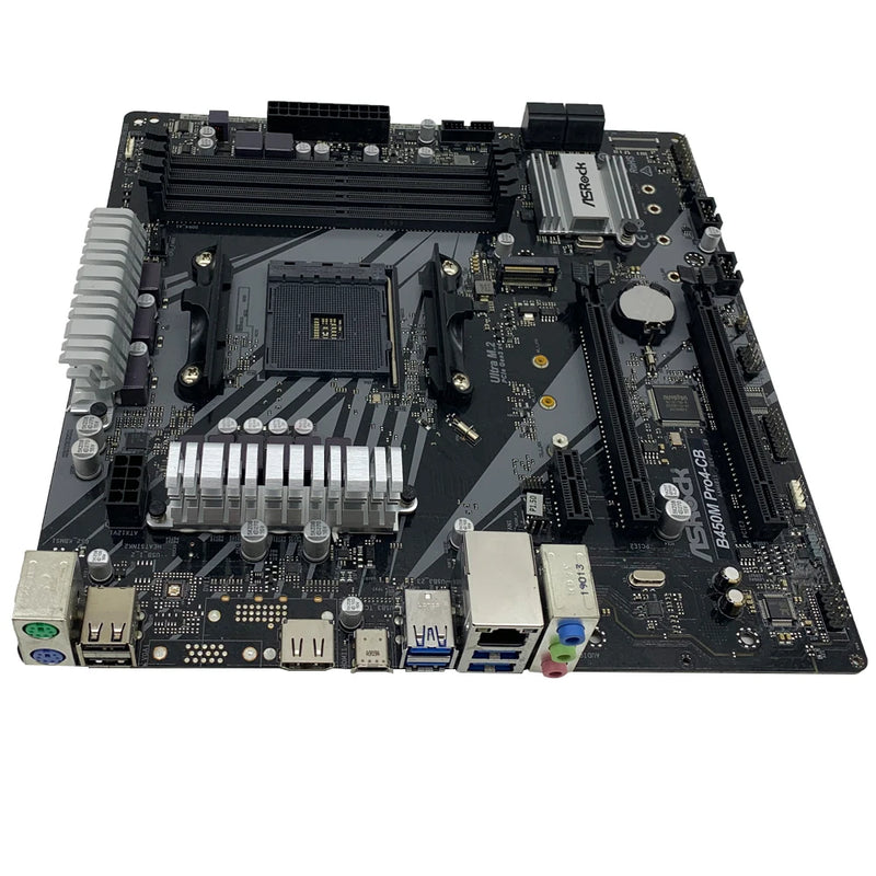 ASRock B450M Pro4 Motherboard AMD B450M Dual-channel DDR4 Memory AM4 Mainboard M.2 NVME (Supports Ryzen 5 5600 R7 5700X3D CPU)