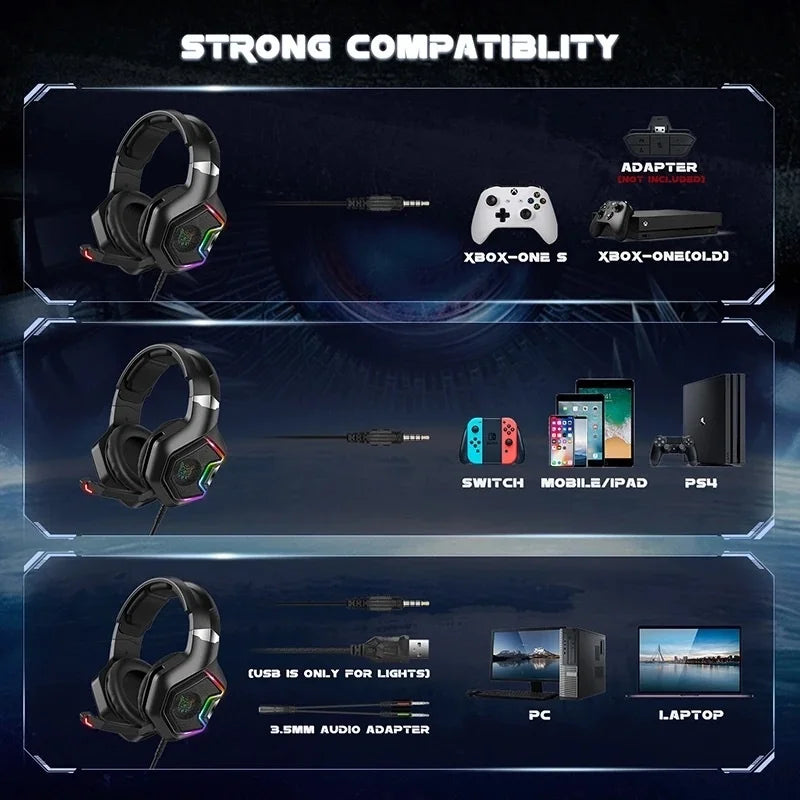 Fone De Ouvido Gamer Kp489 Headset Reduz Ruídos Supra Luzled