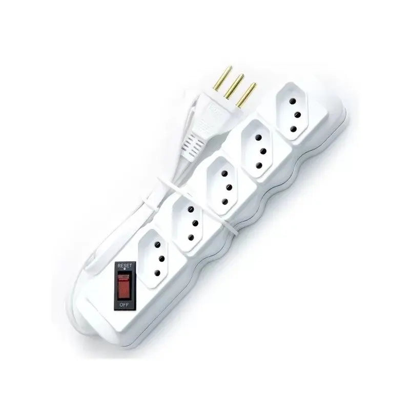 Line Filter 5 Sockets 10A Bivolt 1 Metro - Ilumi White Black