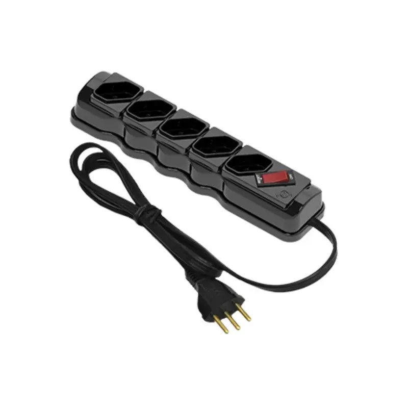 Line Filter 5 Sockets 10A Bivolt 1 Metro - Ilumi White Black
